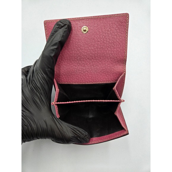 Gucci GG Canvas Pink Leather Trim Trifold Wallet Small Preowned Designer - Picture 11 of 11